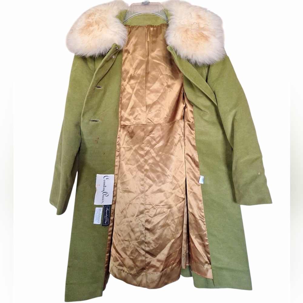 Vintage 60's Country Pacer Penny Lane Faux Fur Wool Coat - Picture 4 of 16